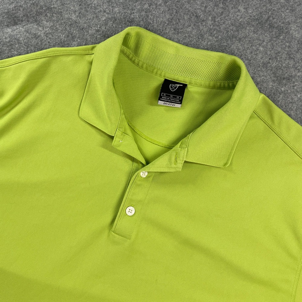 Nike Dri-Fit UV Mens Polo Shirt XL Lime Green Short Sleeve